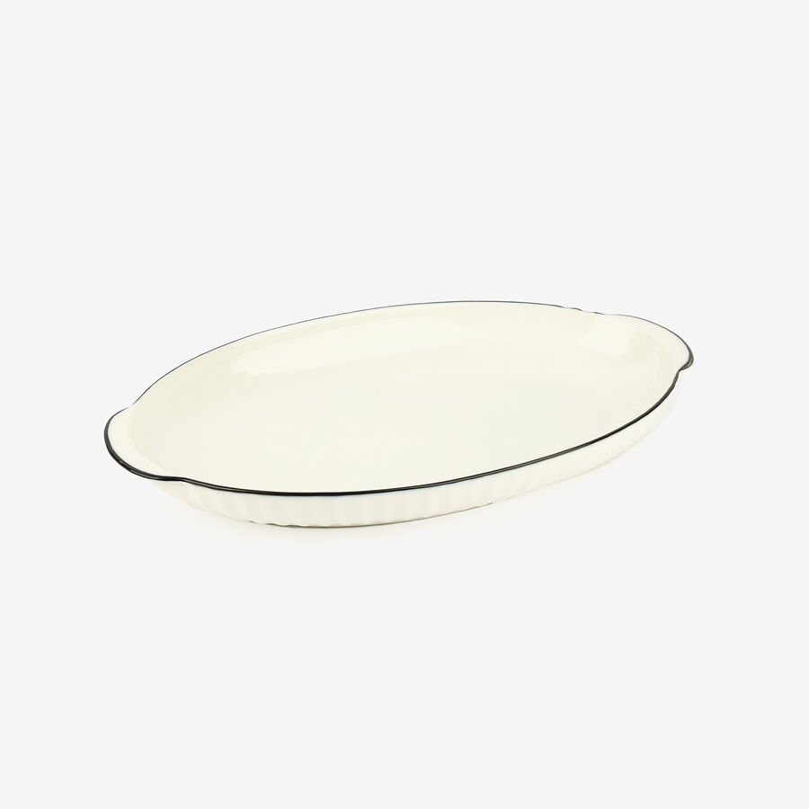 Bandeja para servir ovalada de cerámica blanca 30cm