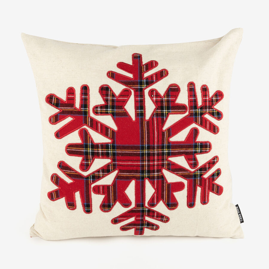Funda de cojín tartán copo de nieve 45x45cm