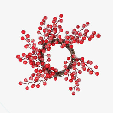 Anillo para vela de frutos rojos con efecto escarcha 30cm