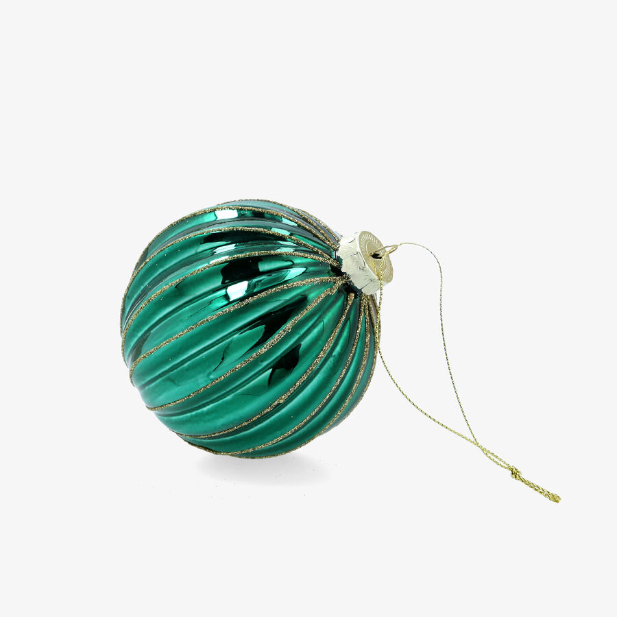 Bola de Navidad verde y dorada de cristal &Oslash;8cm