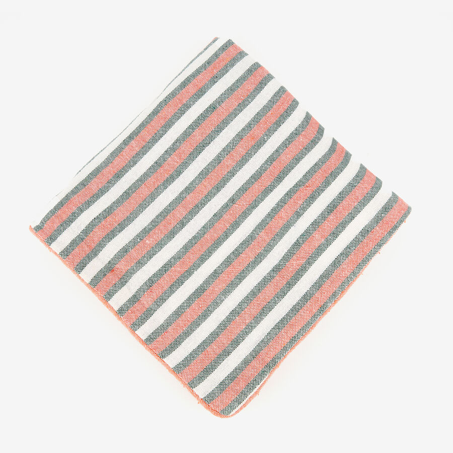 Funda de cojín de algodón rayas naranja y verde Marita 45x45cm