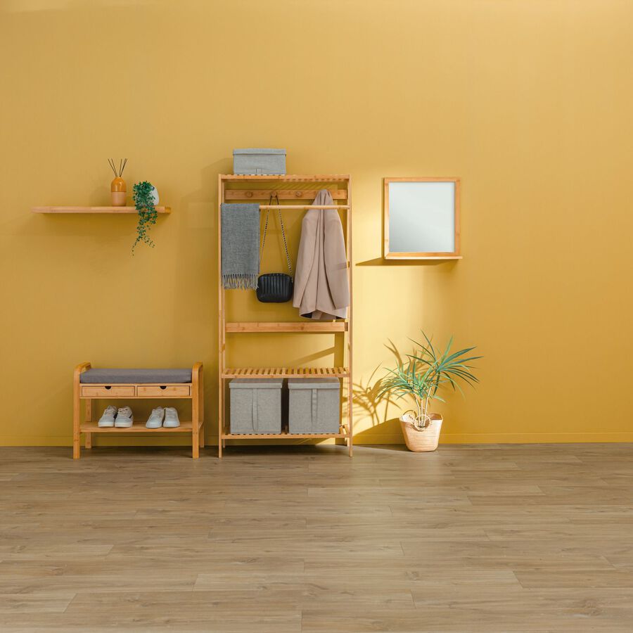 Banco con zapatero de bamb&uacute; Riley 74x34x55cm