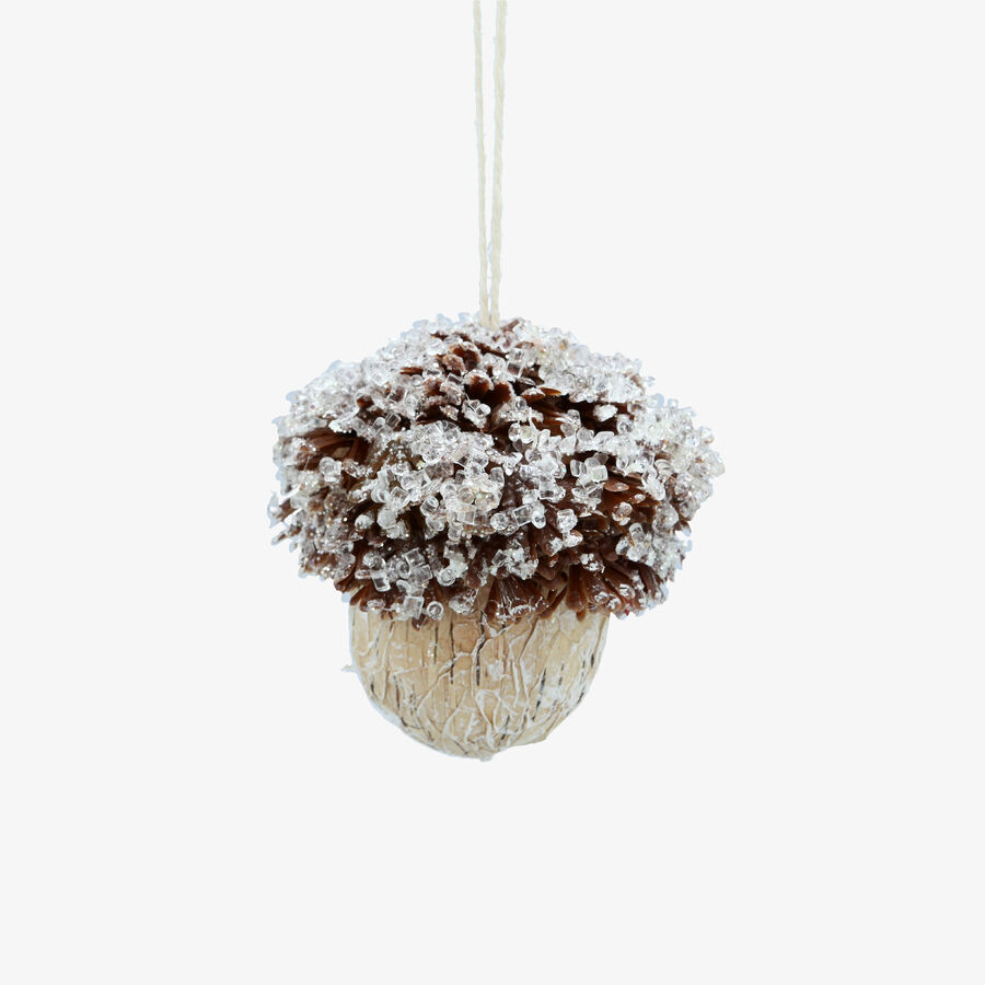 Bola de Navidad de bellota efecto nevado 10cm