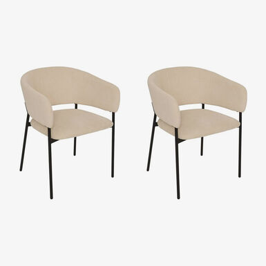 Silla de comedor beige de terciopelo Solea