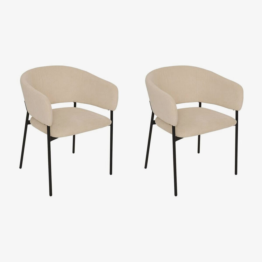 Silla de comedor beige de terciopelo Solea