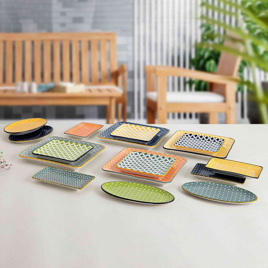 Set de 4 bandejas de porcelana Okinawa 21x21cm