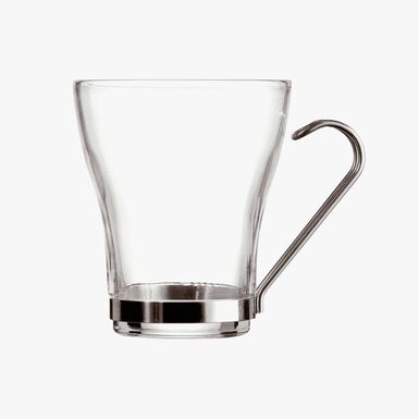Set 3 Tazas de t&eacute; de cristal con asa de acero inoxidable Square 25cl