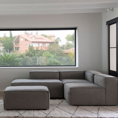 Sofá modular con chaise longue gris Arlo 350x170cm Clau&Chloe