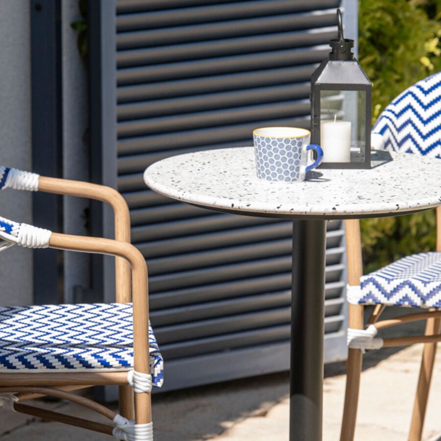 Mesa auxiliar de jardín de piedra blanca Nilo Ø60x72cm