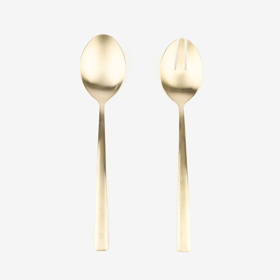 Set de 2 cubiertos para ensalada de acero inoxidable dorados 30cm