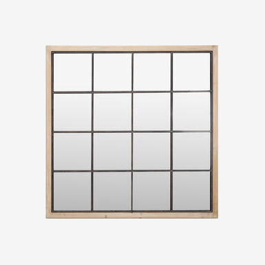 Espejo de pared ventana de metal y madera MDF acabado envejecido No&eacute; 90x90x2cm