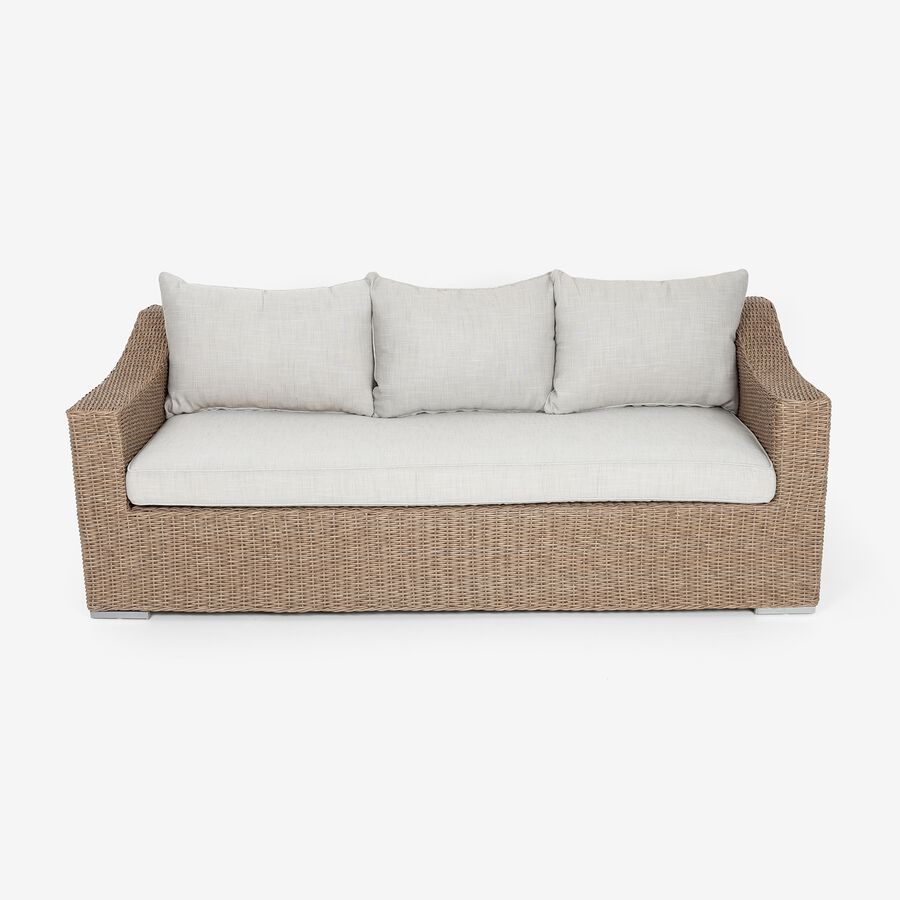 Set de jard&iacute;n de 4 piezas de rat&aacute;n sint&eacute;tico beige Zanz&iacute;bar