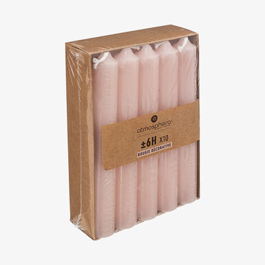 Set de 10 velas candelabro rosa 16cm