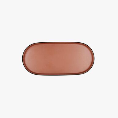 Bandeja oval de melamina marr&oacute;n y negro Gio 23cm