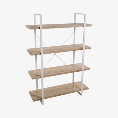 Estantería de madera con 4 baldas blanca 100x33x140cm