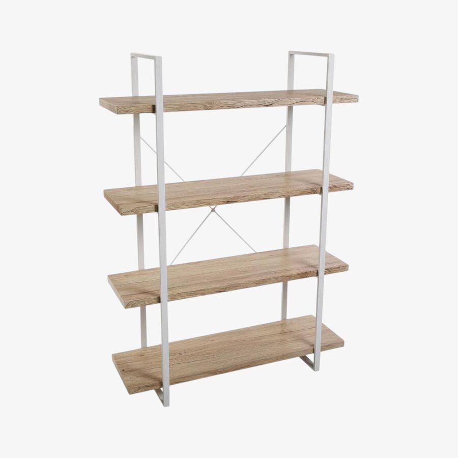 Estantería de madera con 4 baldas blanca 100x33x140cm