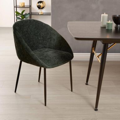 Silla de comedor verde de chenilla Ravel 