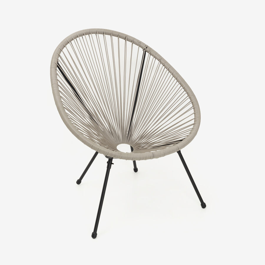 Silla de jardín de ratán sintético gris Acapulco 72x90x83cm