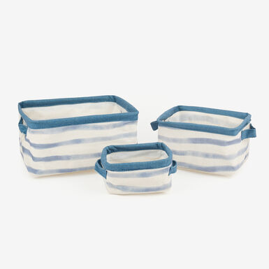 Set de 3 cestas de rayas azules Blue