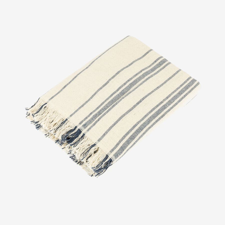 Plaid de algodón con rayas azules Niza 125x15cm