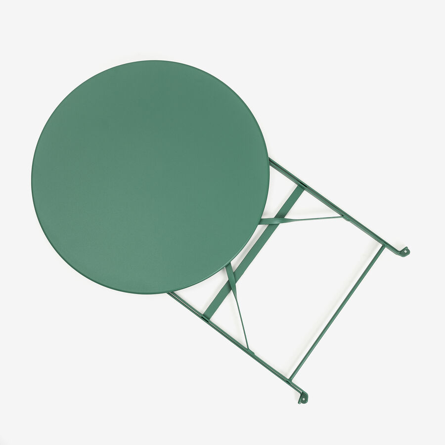 Set de jardín plegable de mesa y 2 sillas de acero verde Bistro