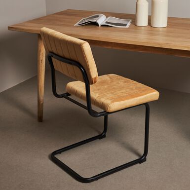 Silla de comedor de terciopelo amarillo Natalia 46x59x86cm