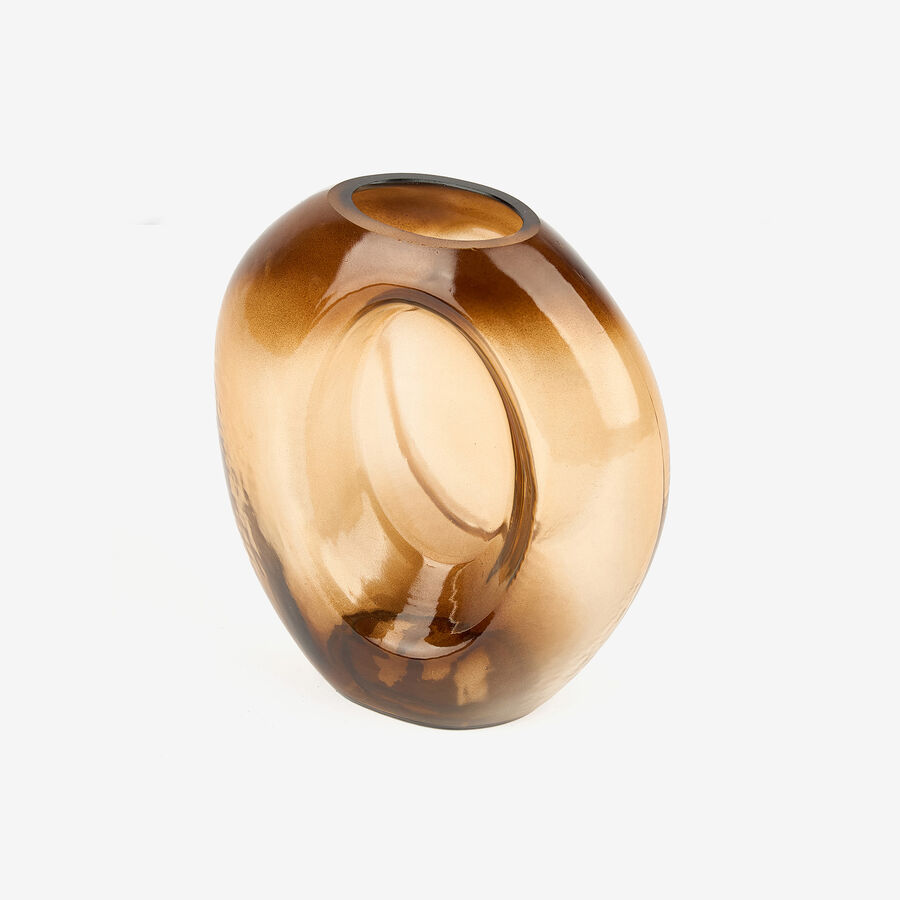 Jarrón de cristal ámbar 16x8x18cm