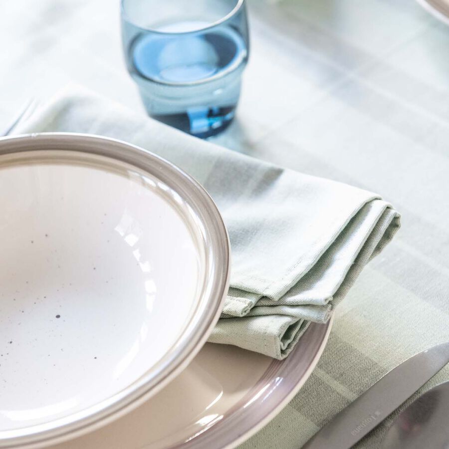 Servilleta de algod&oacute;n reciclado rayas verde 45x45cm