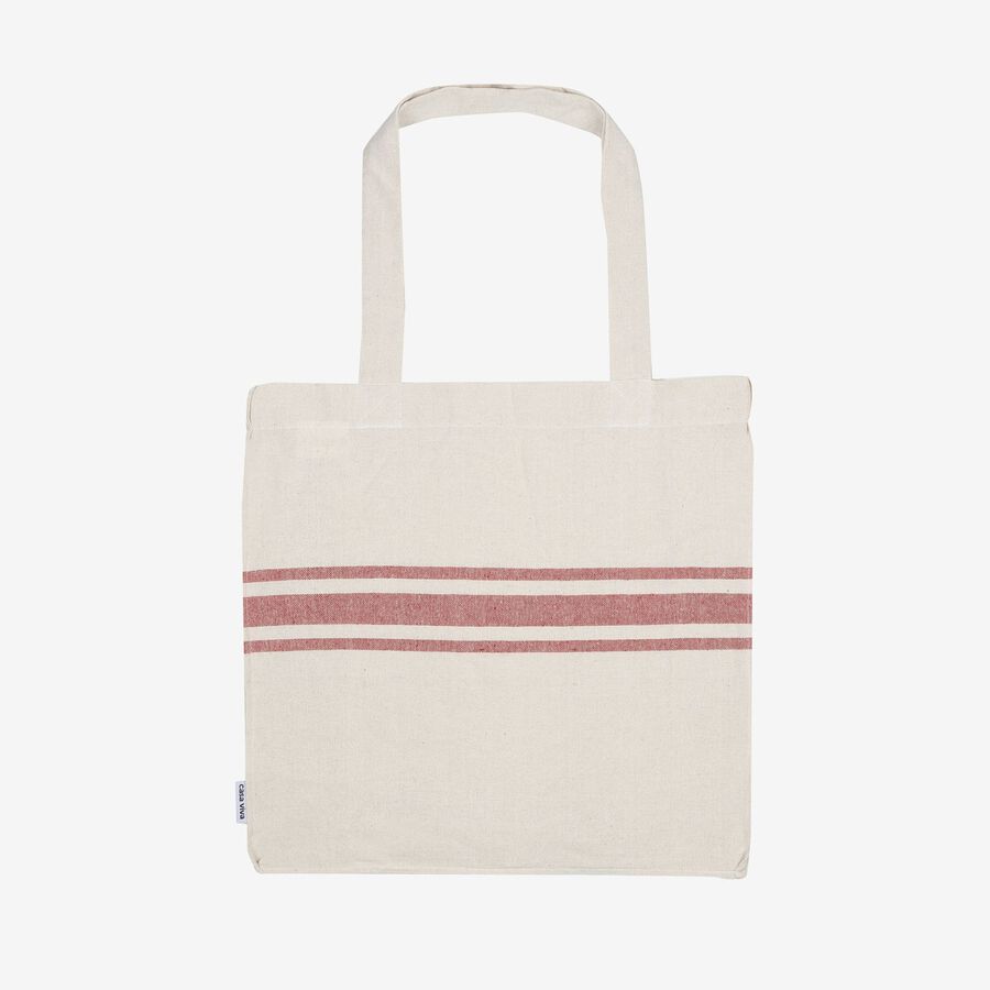 Bolso de algodón con rayas rojas Niza 45x45x15cm