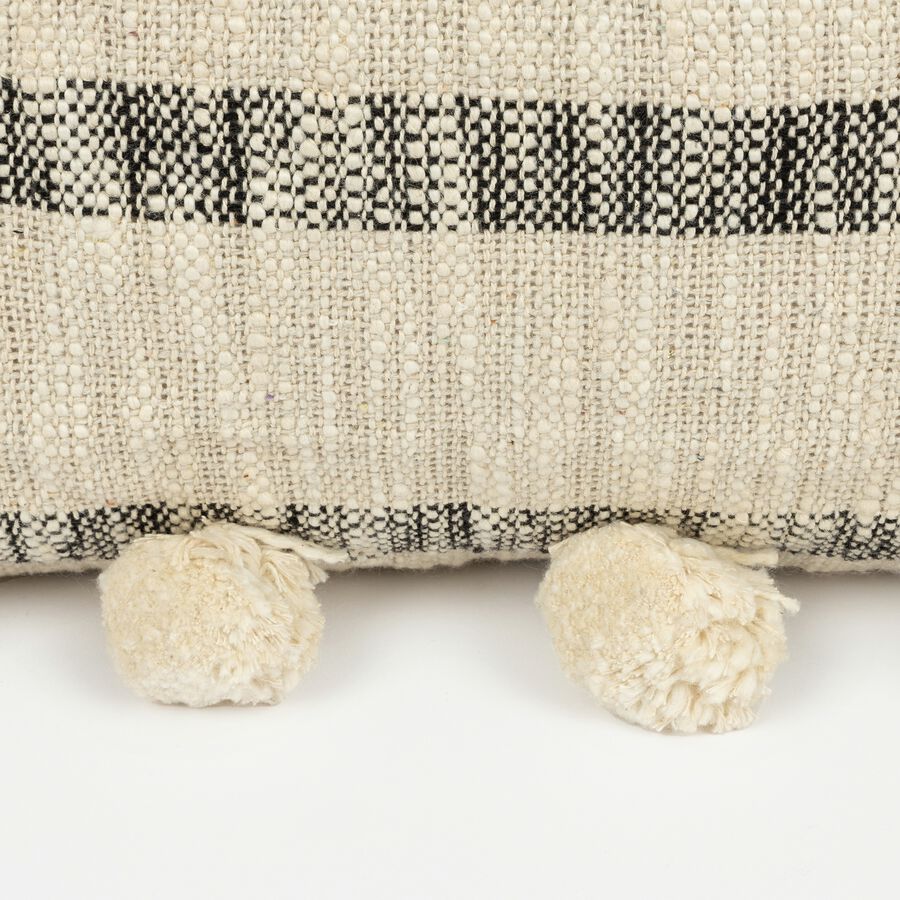 Funda de cojín gris con pompones Mita 45x45cm