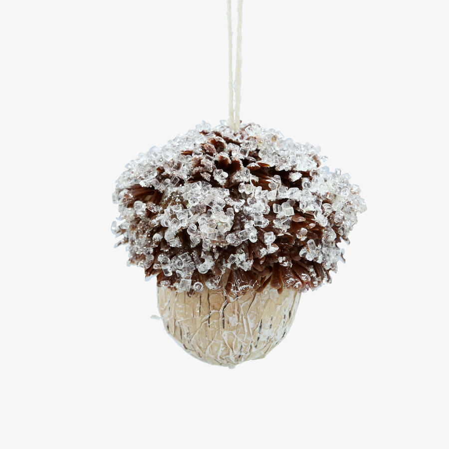 Bola de Navidad de bellota efecto nevado 10cm