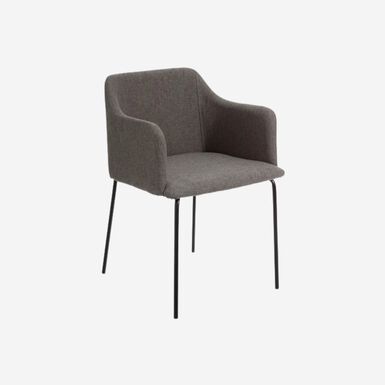 Set de 2 sillas de comedor con reposabrazos de metal gris Caleb 52x53x77cm