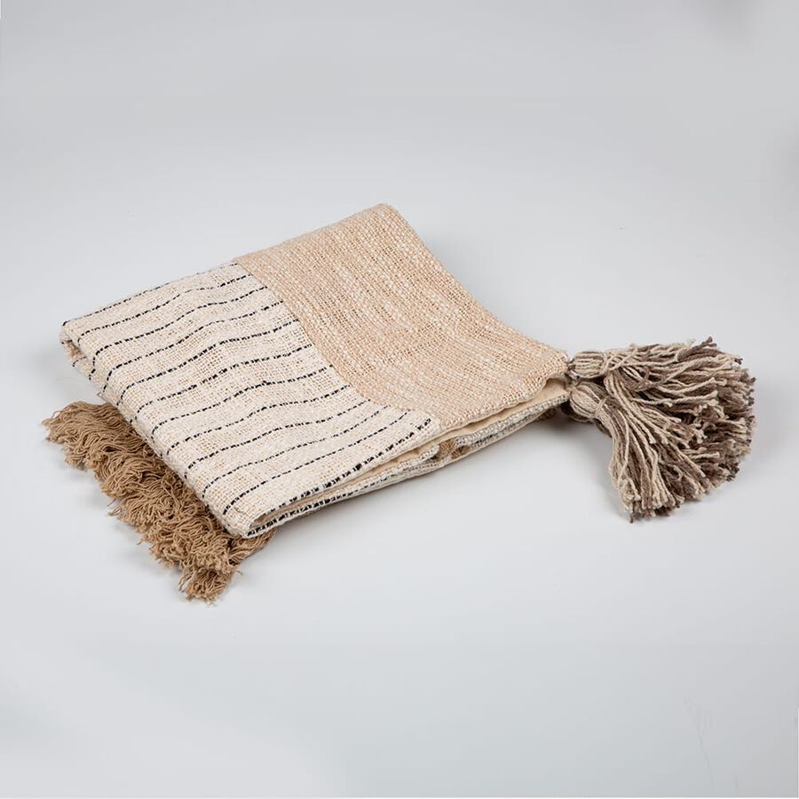 Funda de coj&iacute;n gris y beige de algod&oacute;n 45x45cm