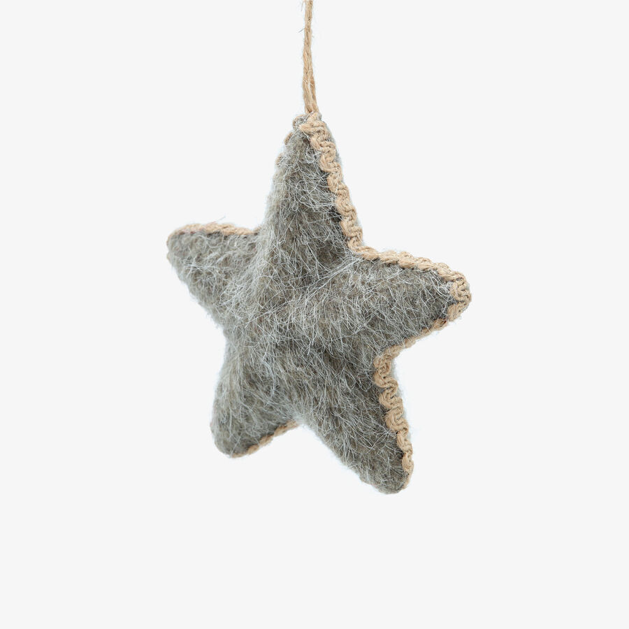 Bola de Navidad de estrella de fieltro gris 11x3x11cm