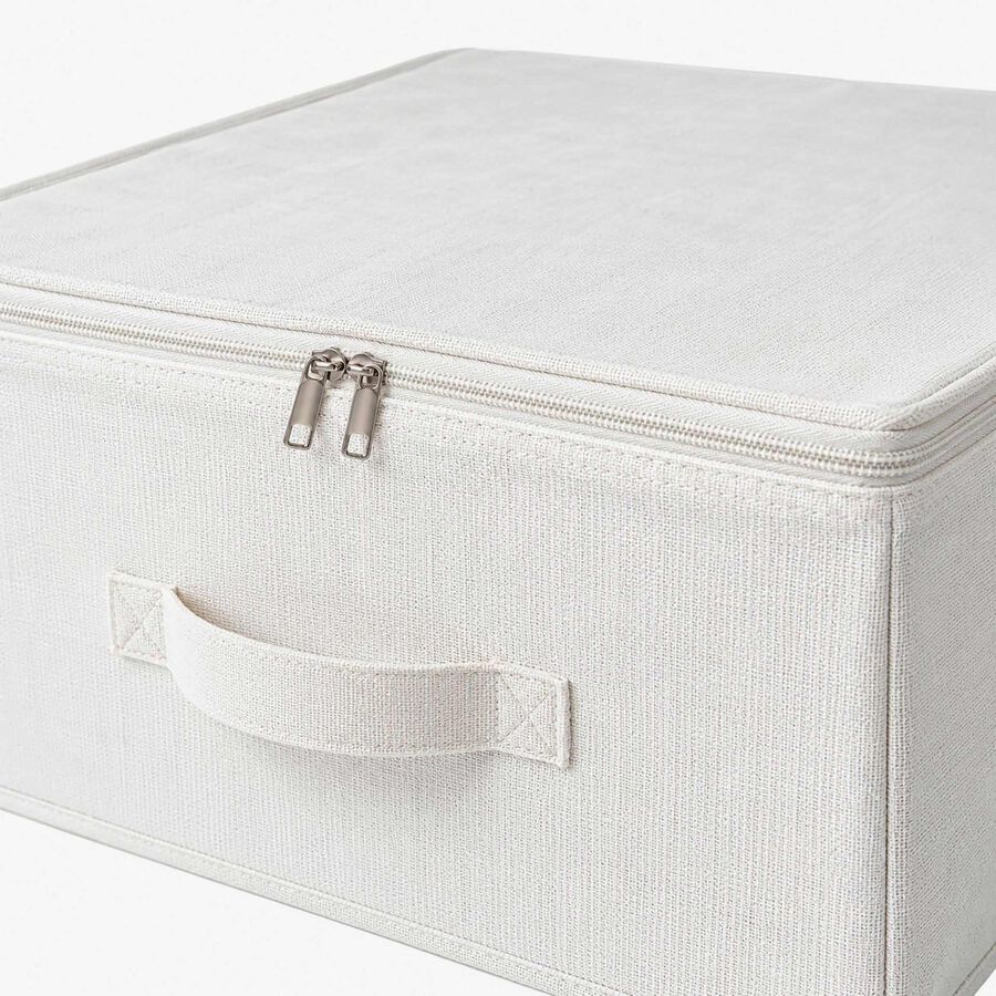 Caja de almacenaje con tapa de textil blanco Nube 50x38x20cm