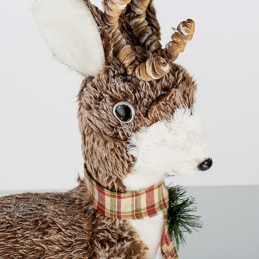 Figura decorativa Ciervo con bufanda a cuadros 43cm