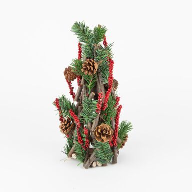 Árbol decorativo de pino y bayas 37cm