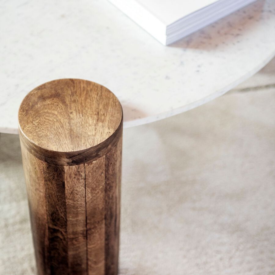 Mesa de centro de mármol y madera Houston Ø90x45 Clau&Chloe