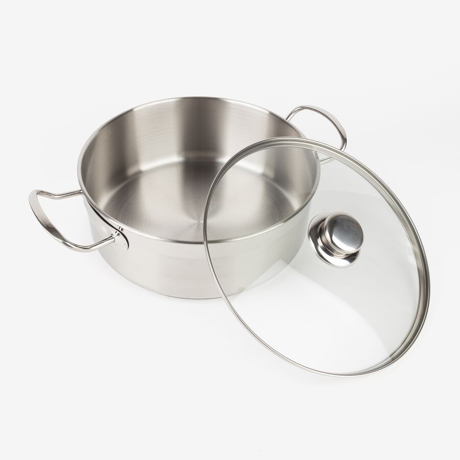 Cacerola de acero inoxidable con tapa de cristal Ø26cm