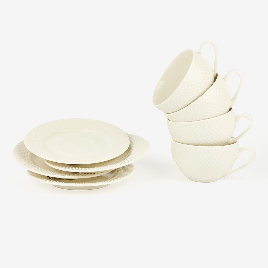 Set de 4 tazas con plato de cerámica Meloni 22cl