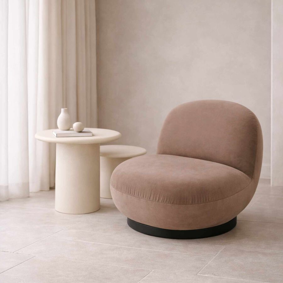 Butaca en terciopelo marr&oacute;n giratoria Pacha 81x95x71cm Clau&Chloe