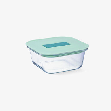 Recipiente herm&eacute;tico cuadrado verde de vidrio Joy 0,53L