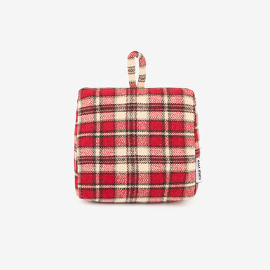 Tope de puerta de algodón cuadros rojos 18x10x17cm