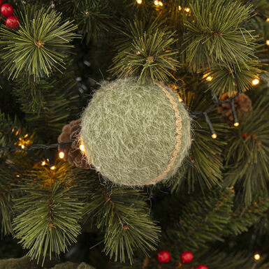 Bola de Navidad de fieltro verde 11x11cm