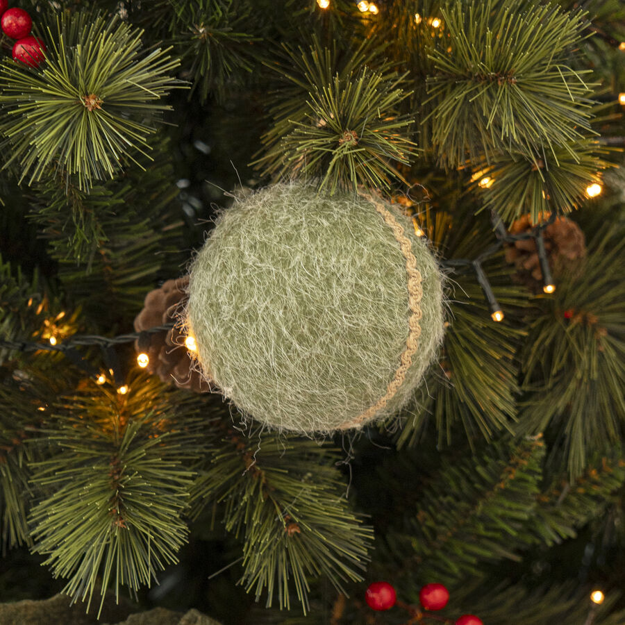 Bola de Navidad de fieltro verde 11x11cm
