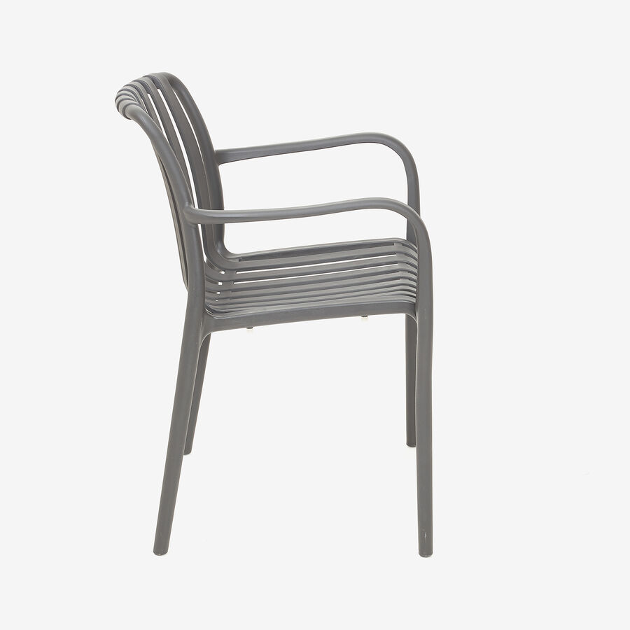 Silla de jard&iacute;n apilable de polipropileno gris Happel 59x55x81cm