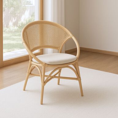 Silla de comedor de ratán beige Milos 77x70x84cm