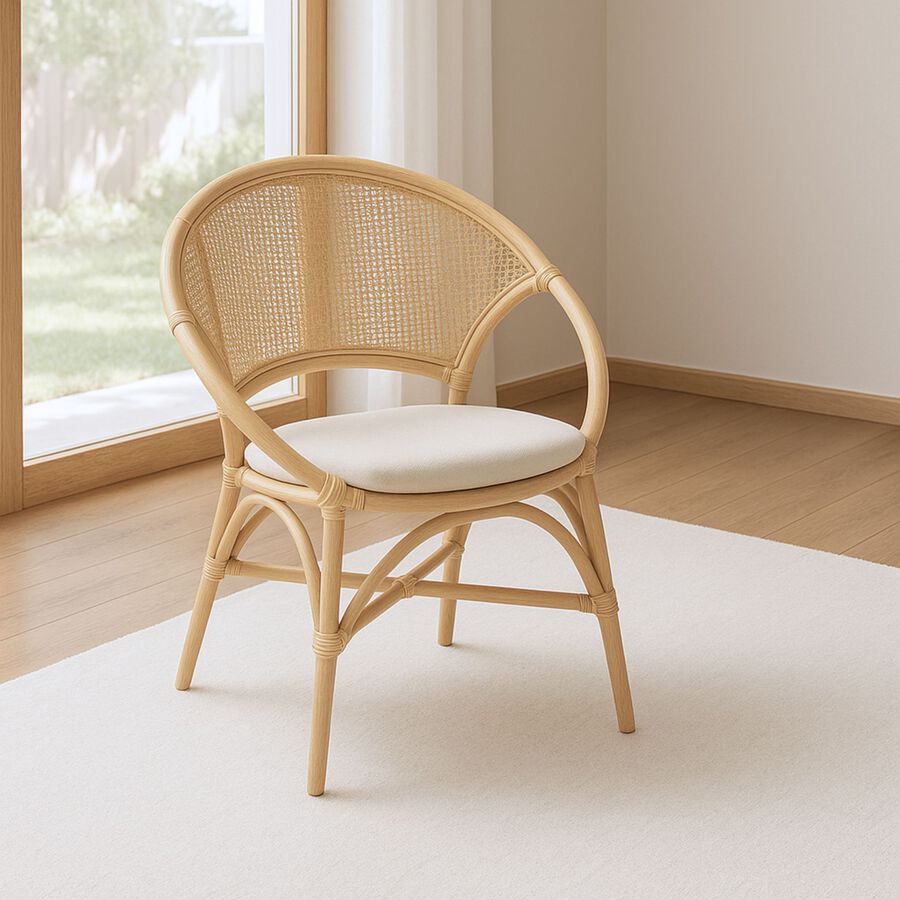 Silla de comedor de ratán beige Milos 77x70x84cm