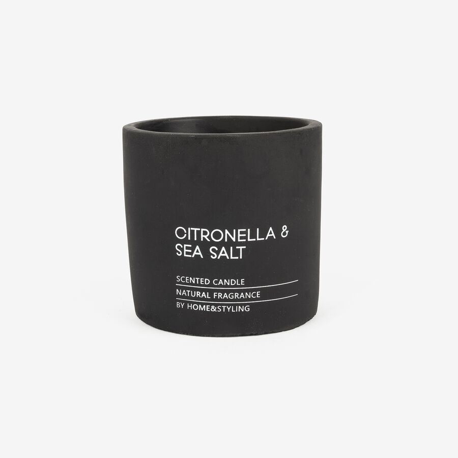 Vela en vaso de citronela y Sea Salt negro Pot 10cm
