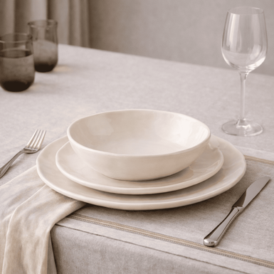 Plato postre de cer&aacute;mica blanco Posima &Oslash;20cm